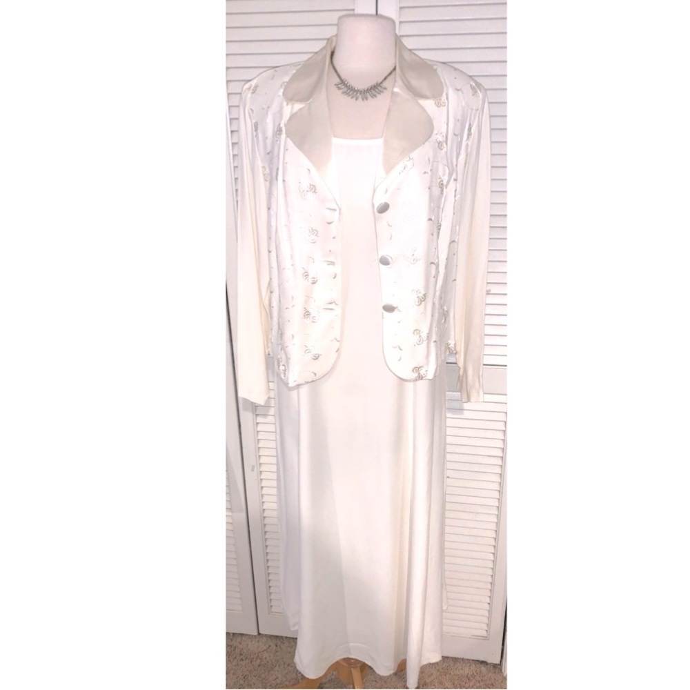 Vintage Matching 2 piece set Dress and Blazer in Ivory Size 16